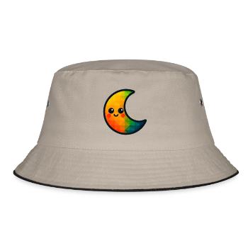 WPAP Polygon Kawaii Style Baby Toy Crescent Moon - Bucket Hat - khaki/black - Front