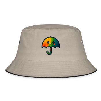 WPAP Polygon Kawaii Style Toy Umbrella - Bucket Hat - khaki/black - Front