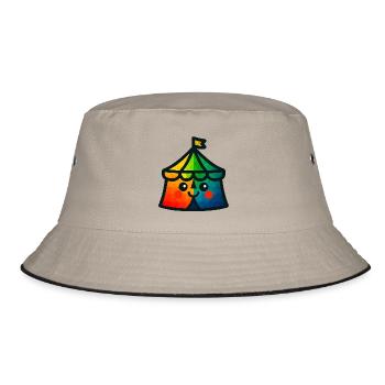 WPAP Polygon Kawaii Stil Baby Spielzeug Zirkuszelt - Bucket Hat - Khaki/Schwarz - Vorne