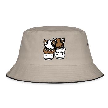 2 Horses Man Woman Lovers Friends Love Team - Bucket Hat - khaki/black - Front