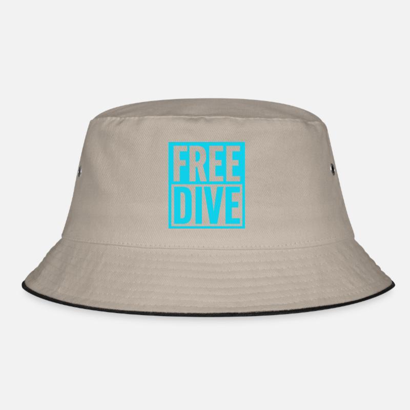 FREE DIVE Bold Typographic Vibrant Design - Bucket Hat - khaki/black