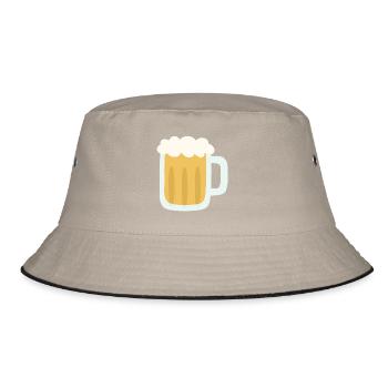 Schaumiger Bierkrug Illustration - Bucket Hat - Khaki/Schwarz - Vorne