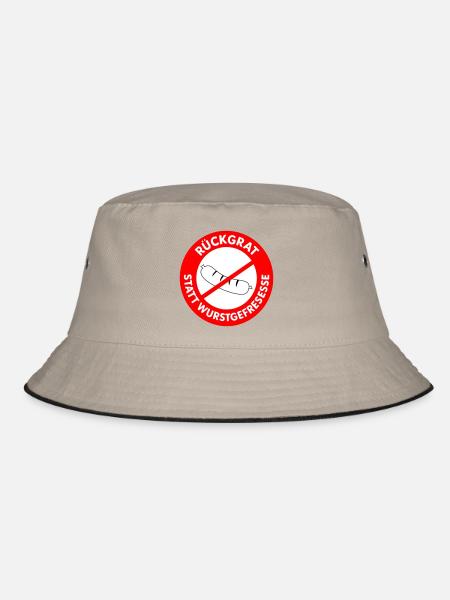 Rückgrat statt Wurstgefresse! WUNSCHFARBEN Wurst2 - Bucket Hat - Khaki/Schwarz - Vorne