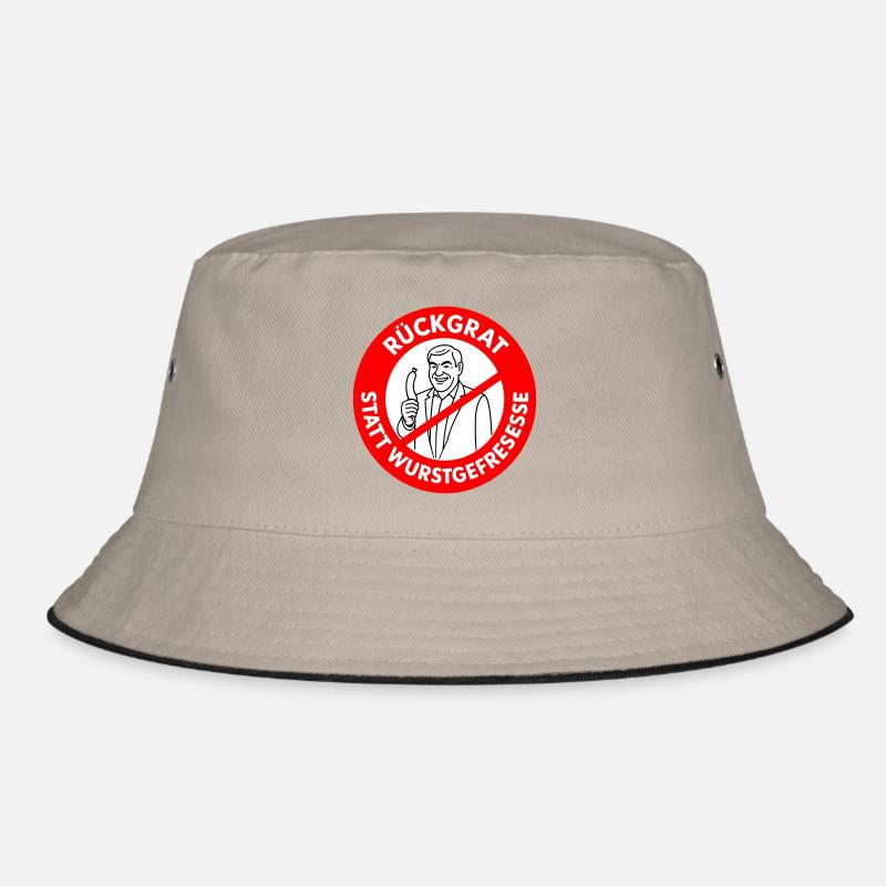Rückgrat statt Wurstgefresse! Comic-WUNSCHFARBEN  - Bucket Hat - Khaki/Schwarz