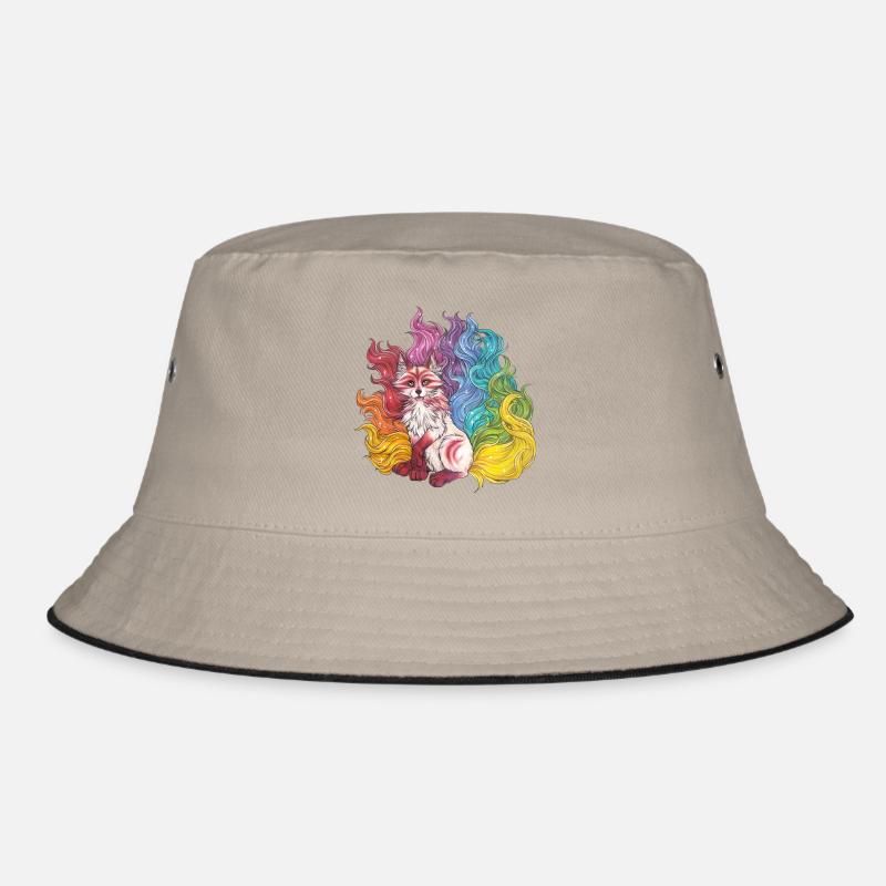 Regenbogen Kitsune mythischer Fuchs Geschenk Manga Bucket Hat