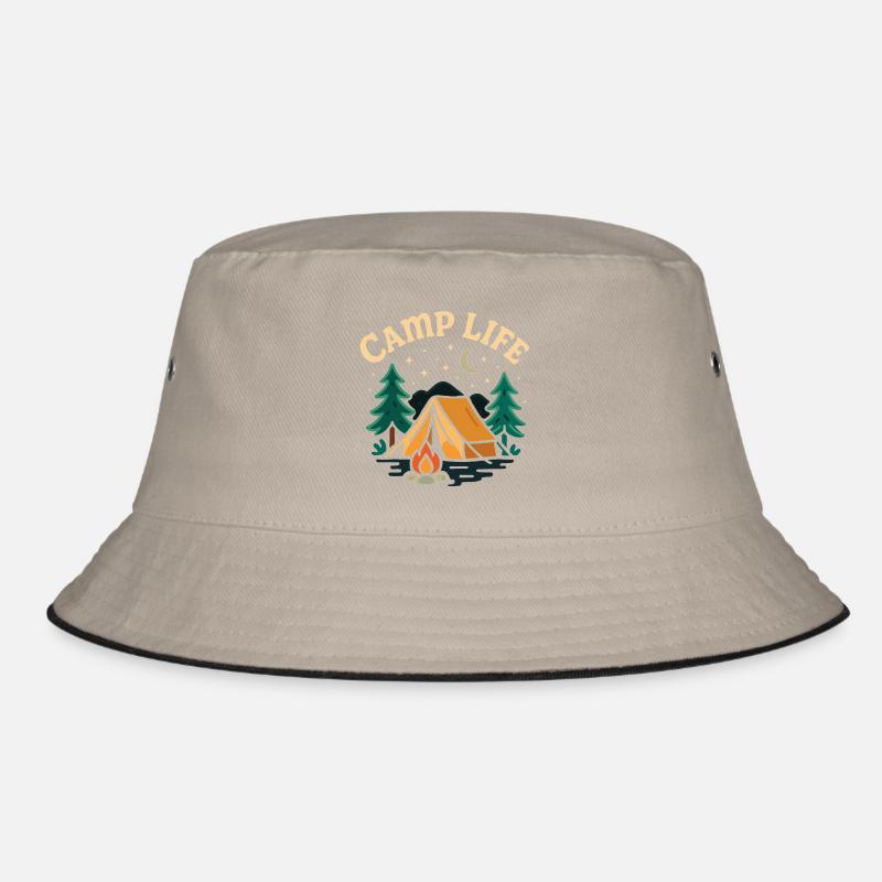 Abendliches Zeltcamp mit Sternenhimmel Bucket Hat