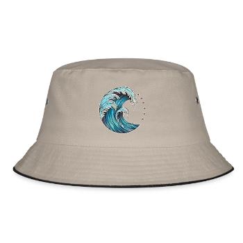 Dynamic Wave Art Illustration - Bucket Hat - khaki/black - Front
