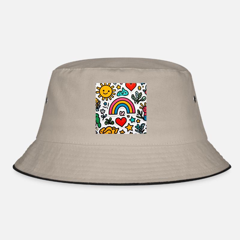 Fröhlicher Doodle-Regenbogen Bucket Hat