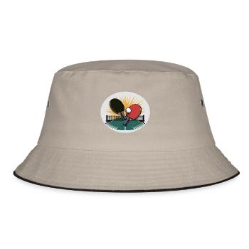 Table tennis racket with net at sunrise - Bucket Hat - khaki/black - Front