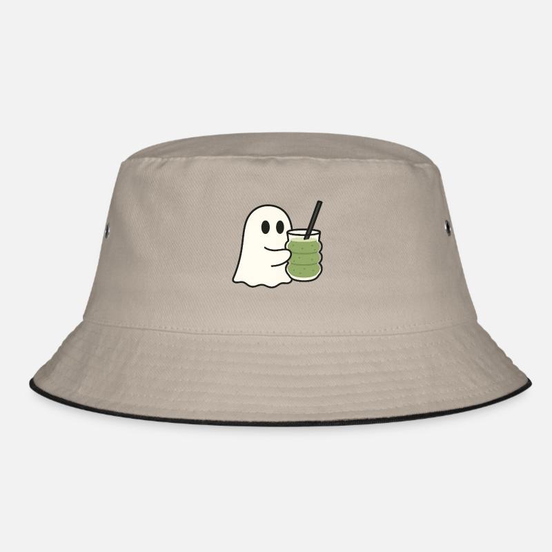 Süßer Geist mit Matcha Latte im Trendglas - Bucket Hat - Khaki/Schwarz