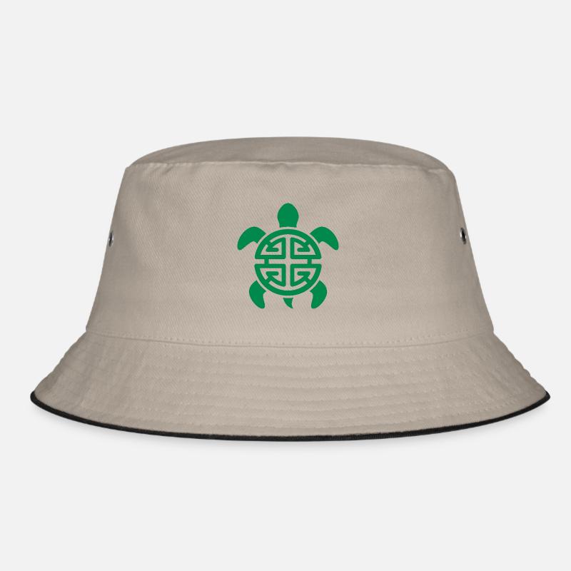 Geometric Lucky Turtle Pattern Green Bucket Hat