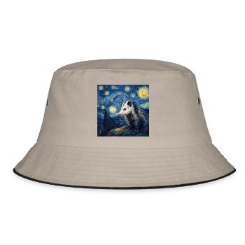 Opossum Van Gogh Sternennacht - Bucket Hat - Khaki/Schwarz - Vorne