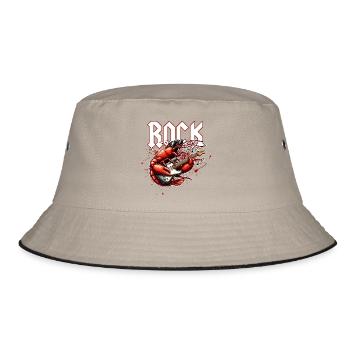 Rocker-Krabbe und E-Gitarre - Bucket Hat - Khaki/Schwarz - Vorne