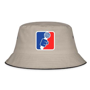 Microphone Check League Icon – Sportfan - Bucket Hat - Khaki/Schwarz - Vorne