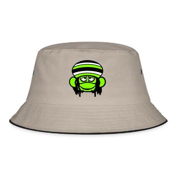 Frosch Reggae Musik Rasta Haare Mütze Jamaika Fun - Bucket Hat - Khaki/Schwarz - Vorne