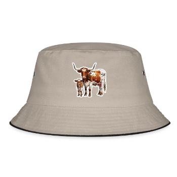 Texas Longhorn avec veau – Fière famille western - Bob - kaki/noir - Devant