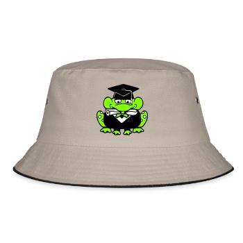 Frosch Schulabschluss Abitur bestanden College süß - Bucket Hat - Khaki/Schwarz - Vorne
