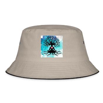 Baum des Lebens Yoga - Bucket Hat - Khaki/Schwarz - Vorne
