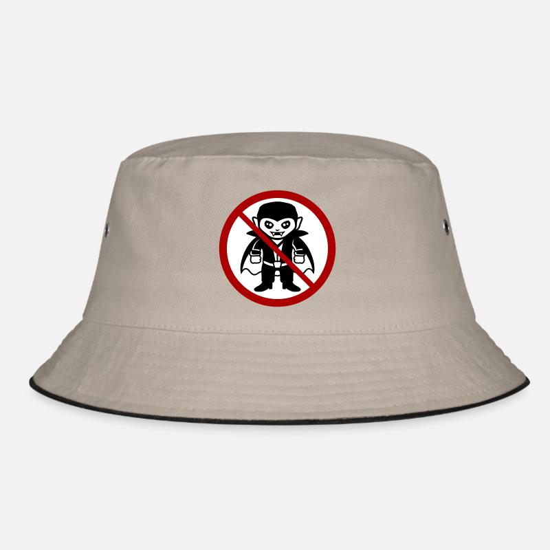 Not a vampire! Funny prohibition sign Halloween Bucket Hat
