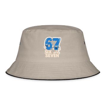 67 Six Seven 6 7 - Lustiges italienisches  - Bucket Hat - Khaki/Schwarz - Vorne