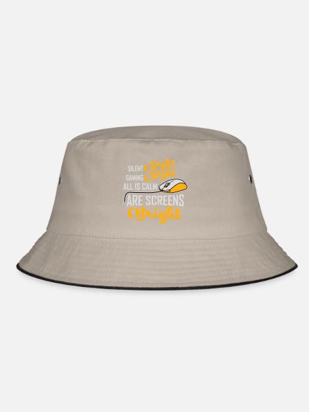 Silent Night Gaming Night All Calm Screens Bright - Bucket Hat - Khaki/Schwarz - Vorne