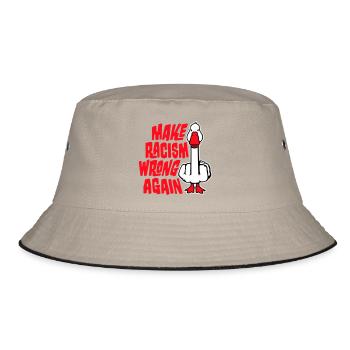 Goose Make Racism Wrong Again Middle Finger Activist - Bucket Hat - khaki/black - Front