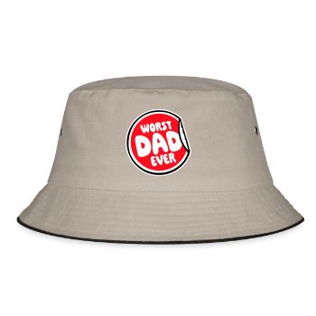 Worst Dad Ever Lustig Sarkastisch Vatertag Papa - Bucket Hat - Khaki/Schwarz - Vorne