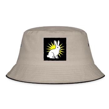 Cool bunny in punk rock & pop art style - Bucket Hat - khaki/black - Front