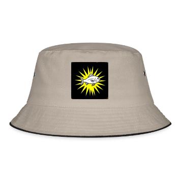 Cool fish in punk rock & pop art style - Bucket Hat - khaki/black - Front