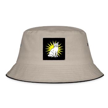 Cool cat in pop art & punk rock style - Bucket Hat - khaki/black - Front