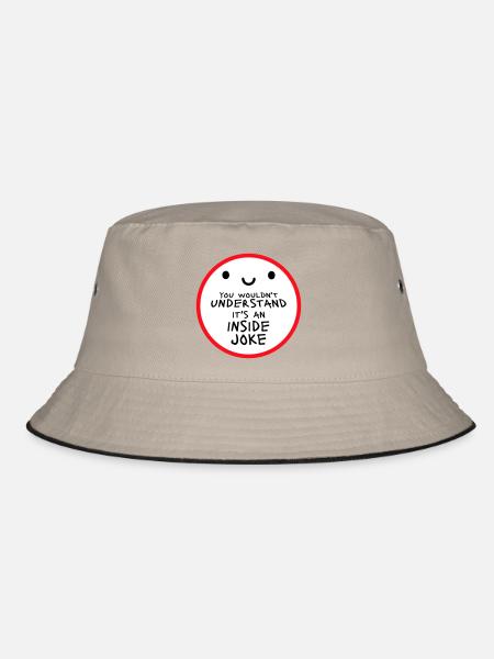 You Wouldn't Understand It's An Inside Joke Spruch - Bucket Hat - Khaki/Schwarz - Vorne