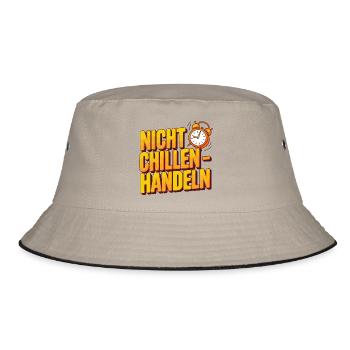 Nicht Chillen Handeln Uhr Motiv - Bucket Hat - Khaki/Schwarz - Vorne