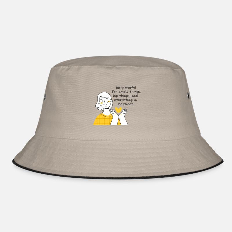 Be Grateful for Small Things, Big Things - Bucket Hat - Khaki/Schwarz