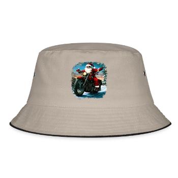 Motorradfahrer Weihnachten - Bucket Hat - Khaki/Schwarz - Vorne