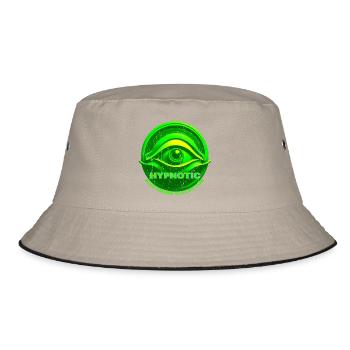 Hypnotic Eye 3D Acid House Techno Rave Glitch - Bucket Hat - Khaki/Schwarz - Vorne