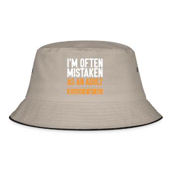 Often Mistaken as an Adult Funny Age Quote - Bucket Hat - khaki/black - Front