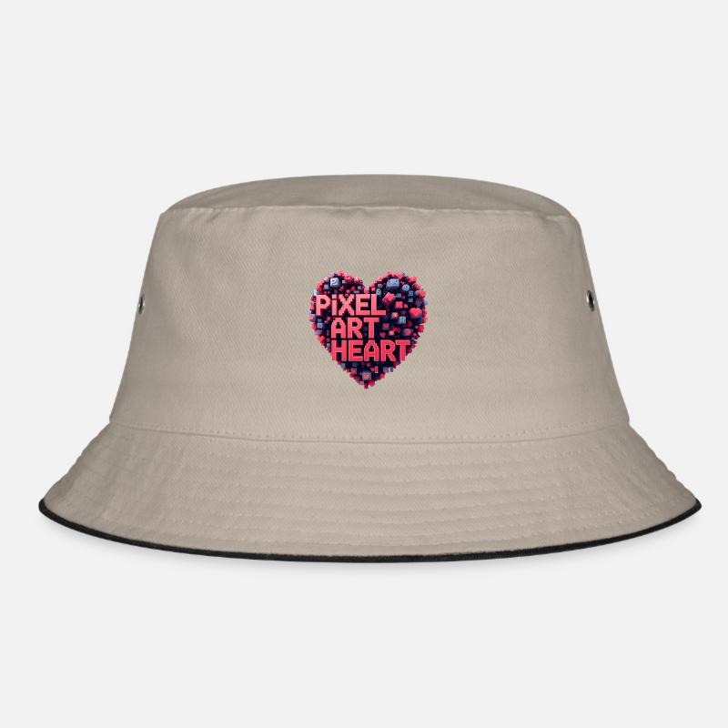 Pixel Art Heart Collage Bucket Hat