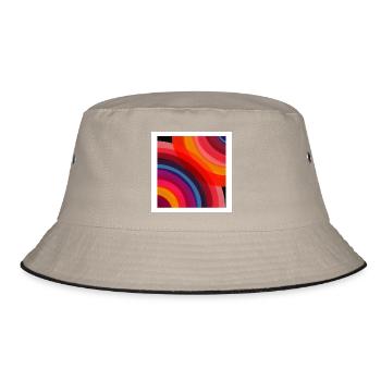 Abstrakter Regenbogen - Bucket Hat - Khaki/Schwarz - Vorne