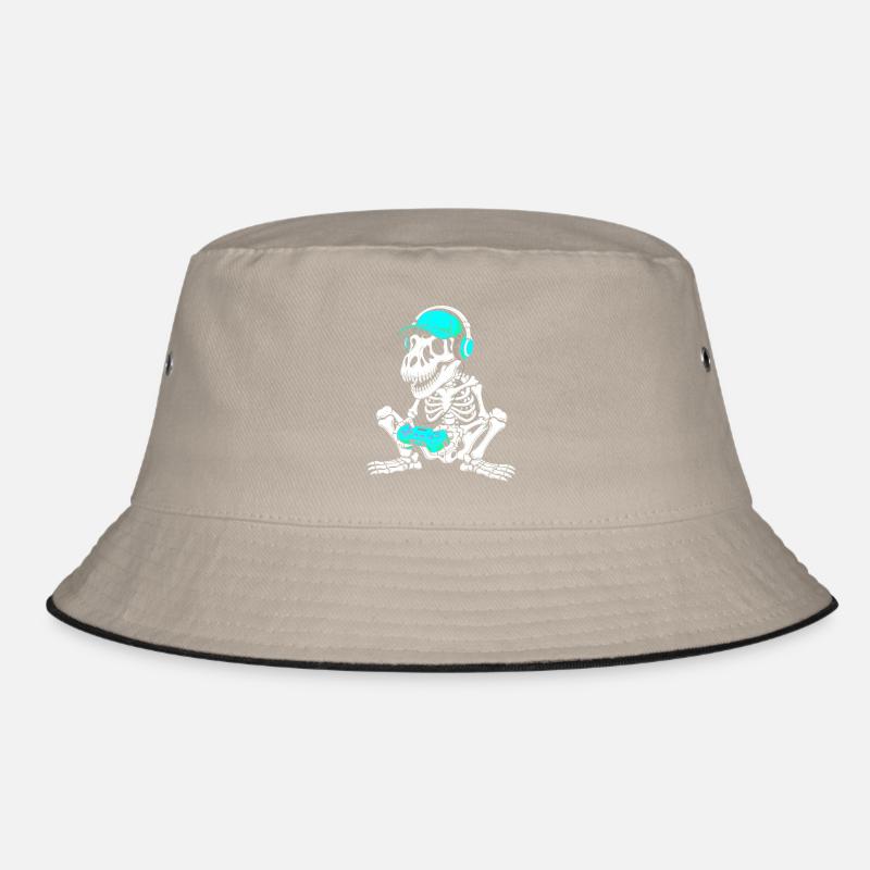 Skelett DJ mit Controller und Headset Bucket Hat