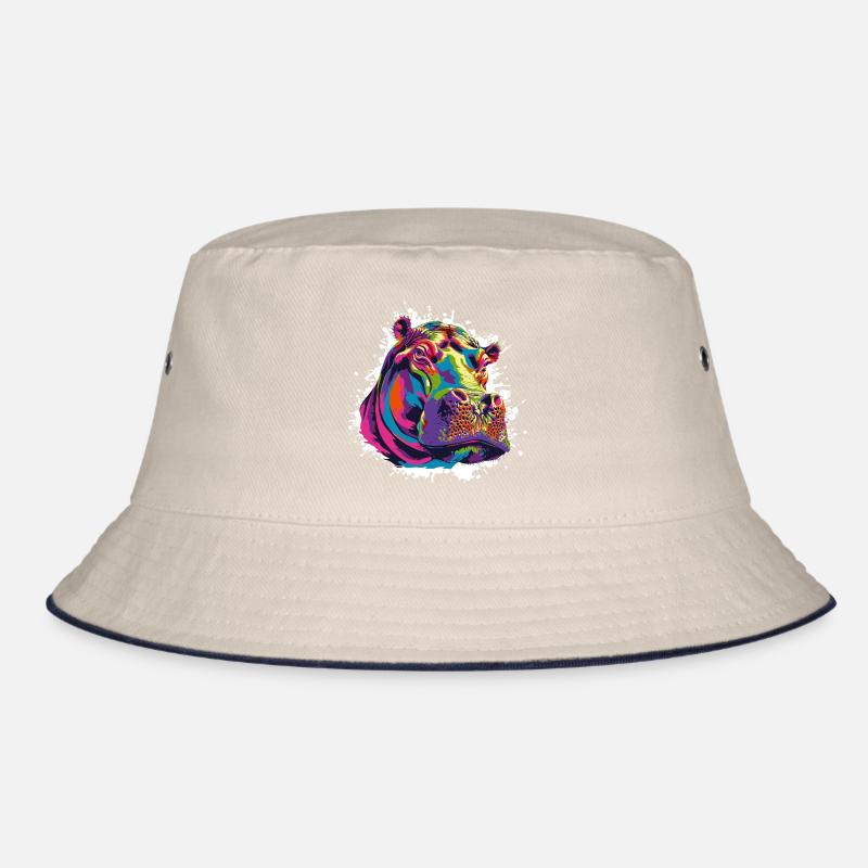 Nilpferd Kunst Comic Bucket Hat
