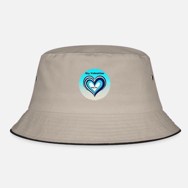 Valentine's Heart Blue Gradient Bucket Hat