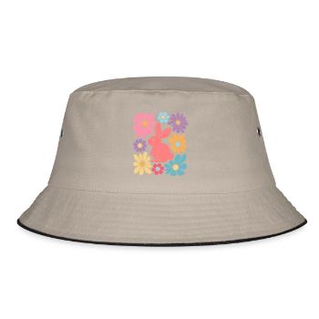 Happy Easter Bunny Boho - Bucket Hat - Khaki/Schwarz - Vorne