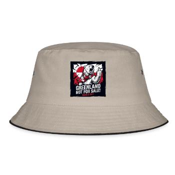 Greenland Not For Sale - Hands Off - Eisbär - Bucket Hat - Khaki/Schwarz - Vorne