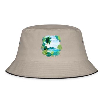 Palm Island Dream Vacation Hawaii Beach Sea Trip - Bucket Hat - khaki/black - Front
