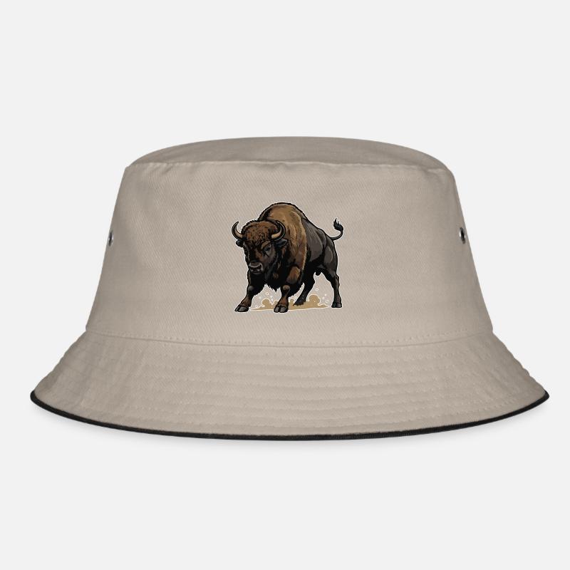 Wild Bison Charge Maskottchen Buffalo Bucket Hat