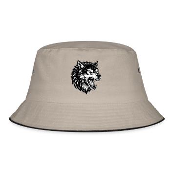 Loup Noir et Blanc Logo Mascotte Wolf Alpha - Bob - kaki/noir - Devant