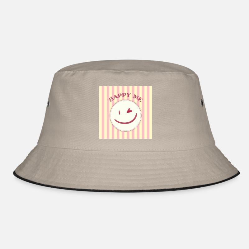 Smile on stripe pattern Bucket Hat