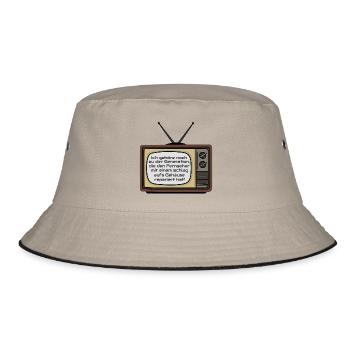 Retrofernseher: Schlag aufs Gehäuse - Bucket Hat - Khaki/Schwarz - Vorne