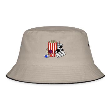 Retro Cinema Snacks Collage - Bucket Hat - khaki/black - Front