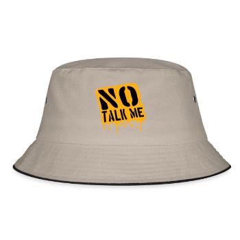 No Talk Me Lustig Antisozial Introvertiert Spruch - Bucket Hat - Khaki/Schwarz - Vorne
